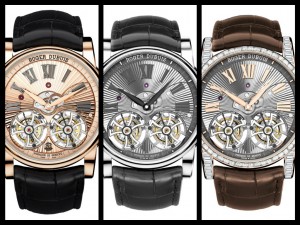 Roger Dubuis doppio tourbillon volante automatico in oro e con diamanti