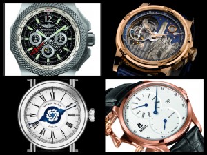 gentlemen club, in senso orario da sinistra Bently Breiitling, Louis moinet metrograph, ernest borel, speak marin